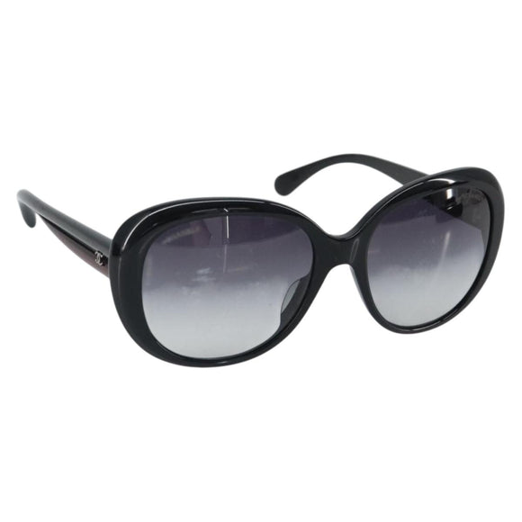 CHANEL Sunglasses plastic Black CC Auth 159075