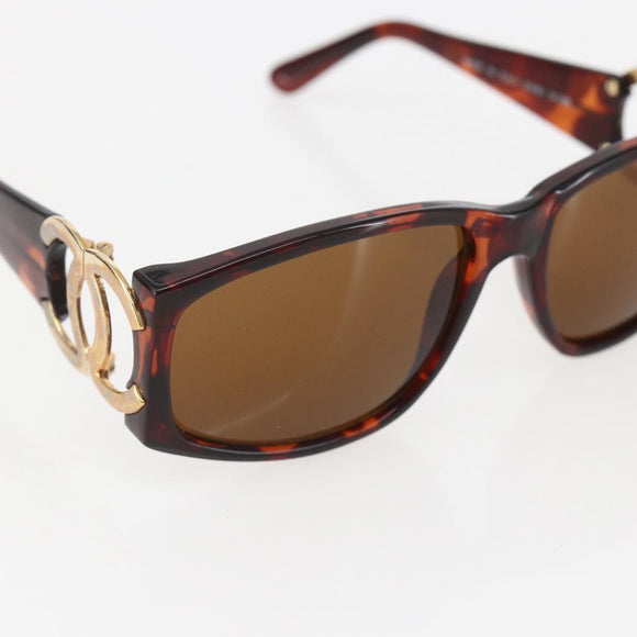 CHANEL Sunglasses plastic Brown CC Auth 159076