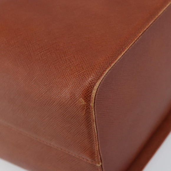 GIVENCHY Hand Bag Leather Brown Gold Auth 159082