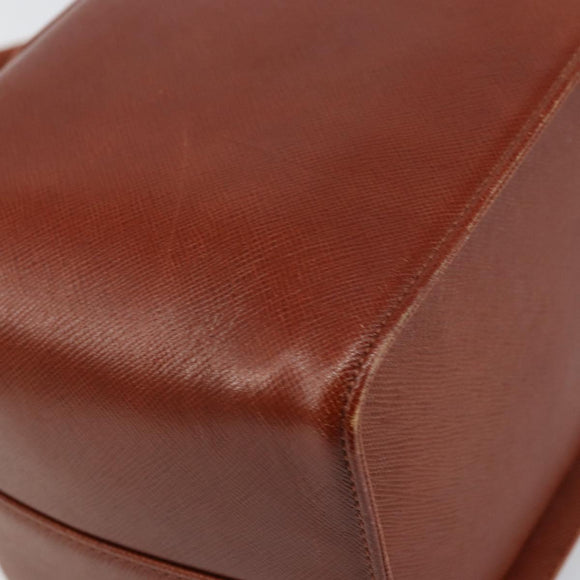 GIVENCHY Hand Bag Leather Brown Gold Auth 159082