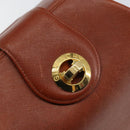 GIVENCHY Hand Bag Leather Brown Gold Auth 159082-14