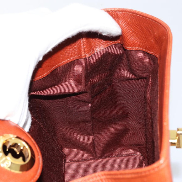 GIVENCHY Hand Bag Leather Brown Gold Auth 159082