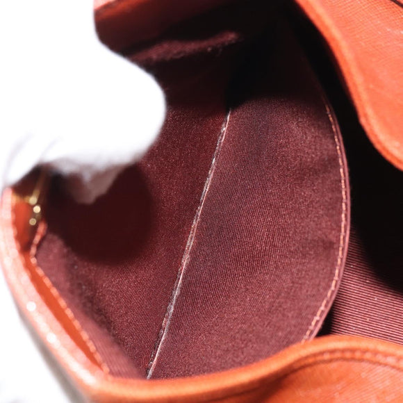 GIVENCHY Hand Bag Leather Brown Gold Auth 159082