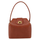 GIVENCHY Hand Bag Leather Brown Gold Auth 159082-2