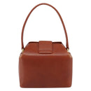 GIVENCHY Hand Bag Leather Brown Gold Auth 159082-3