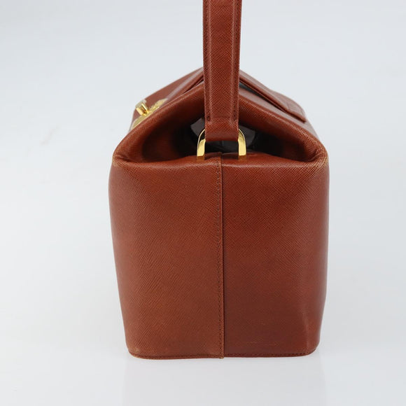 GIVENCHY Hand Bag Leather Brown Gold Auth 159082