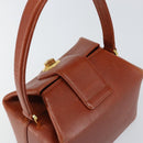 GIVENCHY Hand Bag Leather Brown Gold Auth 159082-6