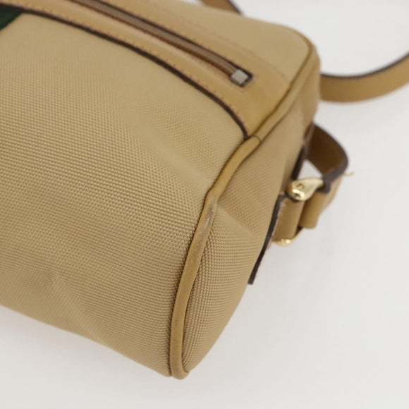 GUCCI Web Sherry Line Shoulder Bag Nylon Beige Gold Red 010 378 Auth 159085