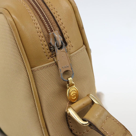 GUCCI Web Sherry Line Shoulder Bag Nylon Beige Gold Red 010 378 Auth 159085