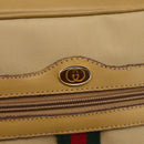 GUCCI Web Sherry Line Shoulder Bag Nylon Beige Gold Red 010 378 Auth 159085-18