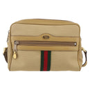 GUCCI Web Sherry Line Shoulder Bag Nylon Beige Gold Red 010 378 Auth 159085-13