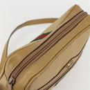 GUCCI Web Sherry Line Shoulder Bag Nylon Beige Gold Red 010 378 Auth 159085-6