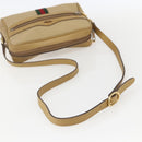 GUCCI Web Sherry Line Shoulder Bag Nylon Beige Gold Red 010 378 Auth 159085-7