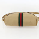 GUCCI Web Sherry Line Shoulder Bag Nylon Beige Gold Red 010 378 Auth 159085-5