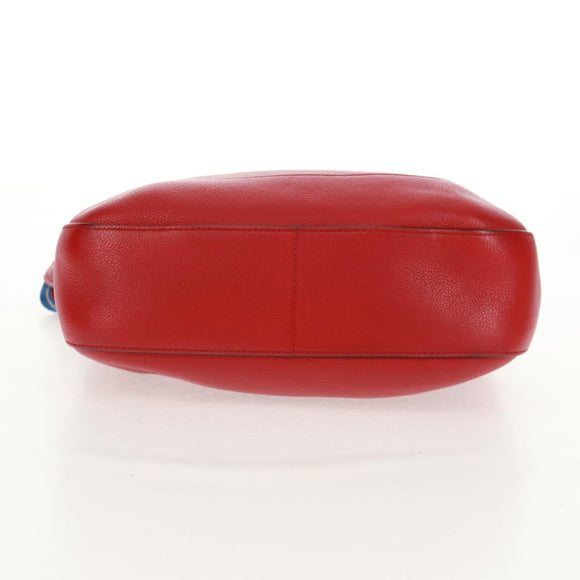 PRADA Shoulder Bag Leather Red Gold Auth 159088V