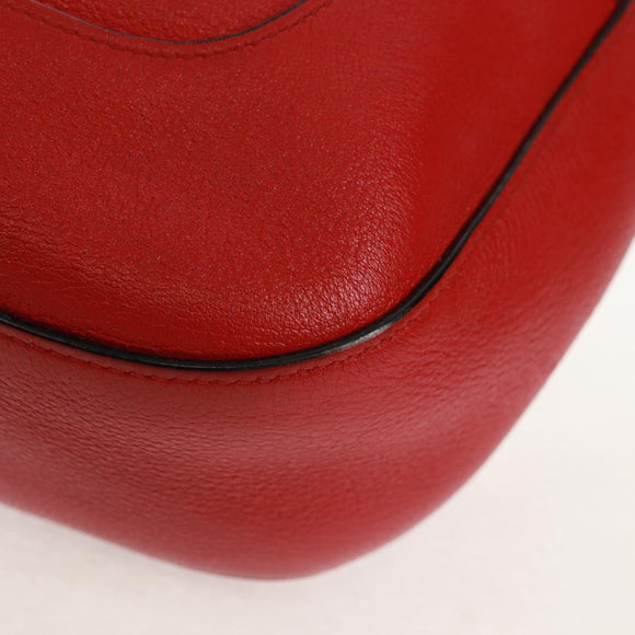 PRADA Shoulder Bag Leather Red Gold Auth 159088V