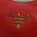 PRADA Shoulder Bag Leather Red Gold Auth 159088V-16