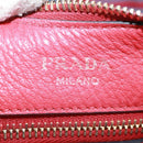 PRADA Shoulder Bag Leather Red Gold Auth 159088V-17