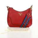 PRADA Shoulder Bag Leather Red Gold Auth 159088V-25