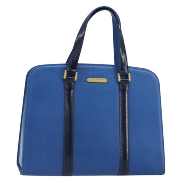 Burberrys Hand Bag Leather Blue Gold Auth 159091
