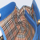 Burberrys Hand Bag Leather Blue Gold Auth 159091-17