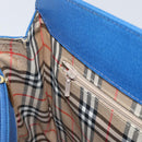 Burberrys Hand Bag Leather Blue Gold Auth 159091-19