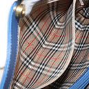 Burberrys Hand Bag Leather Blue Gold Auth 159091-20