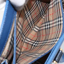 Burberrys Hand Bag Leather Blue Gold Auth 159091-21