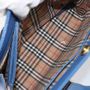 Burberrys Hand Bag Leather Blue Gold Auth 159091-22