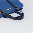 Burberrys Hand Bag Leather Blue Gold Auth 159091-7