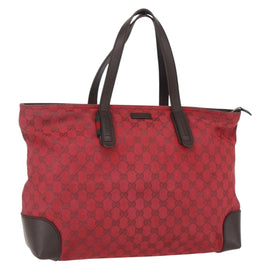 GUCCI GG Canvas Tote Bag Gold Red 308928 Auth 159092