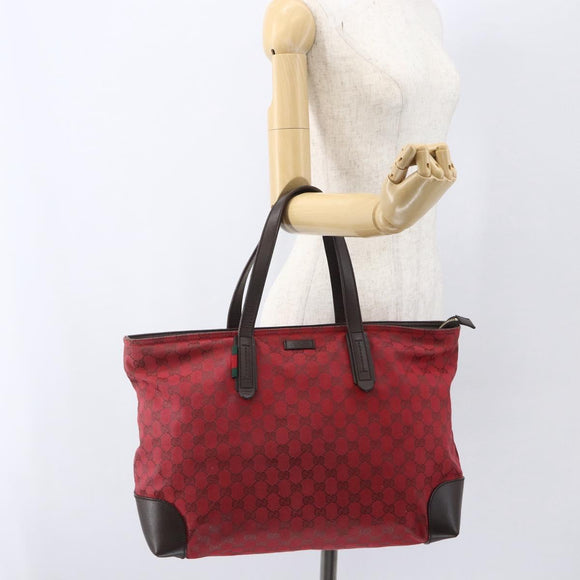 GUCCI GG Canvas Tote Bag Gold Red 308928 Auth 159092