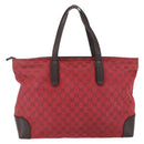 GUCCI GG Canvas Tote Bag Gold Red 308928 Auth 159092-2