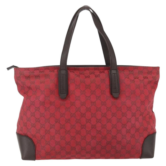 GUCCI GG Canvas Tote Bag Gold Red 308928 Auth 159092
