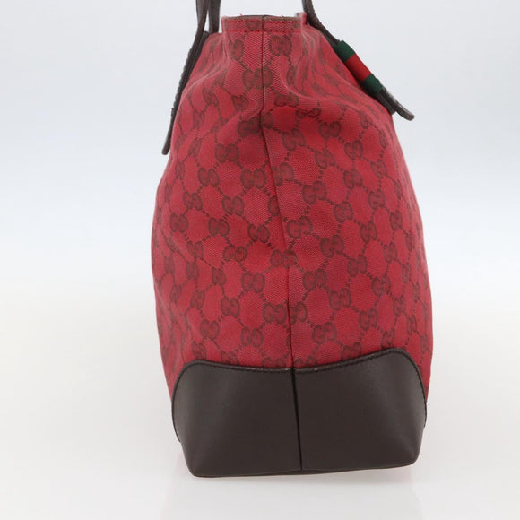 GUCCI GG Canvas Tote Bag Gold Red 308928 Auth 159092