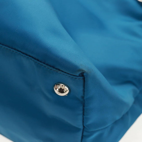 PRADA Tote Bag Nylon 2way Blue Silver Auth 159103V