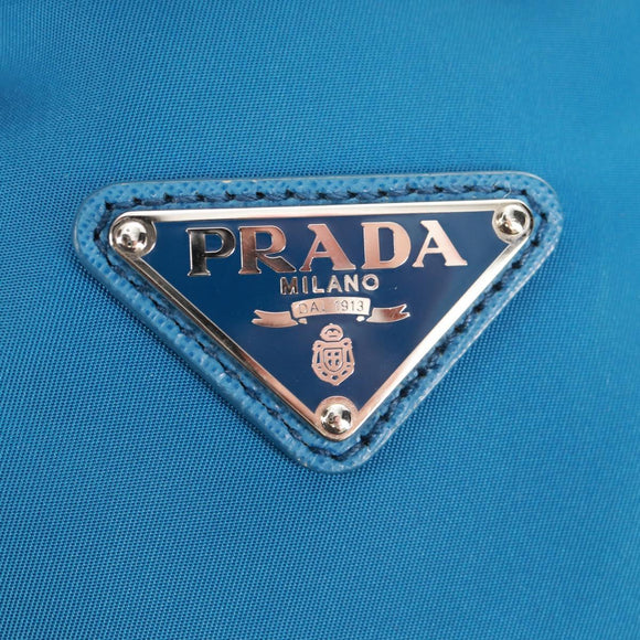 PRADA Tote Bag Nylon 2way Blue Silver Auth 159103V