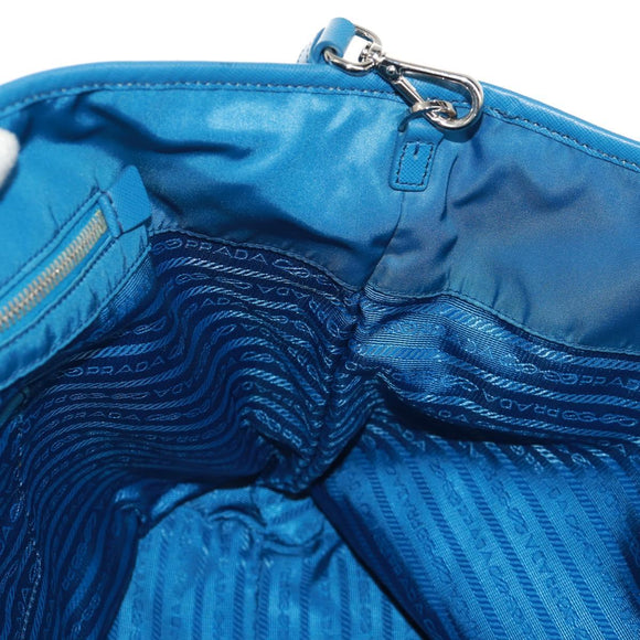 PRADA Tote Bag Nylon 2way Blue Silver Auth 159103V