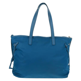 PRADA Tote Bag Nylon 2way Blue Silver Auth 159103V - 0