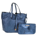 TIFFANY&Co. Hand Bag Leather Blue Silver Auth 159127-1