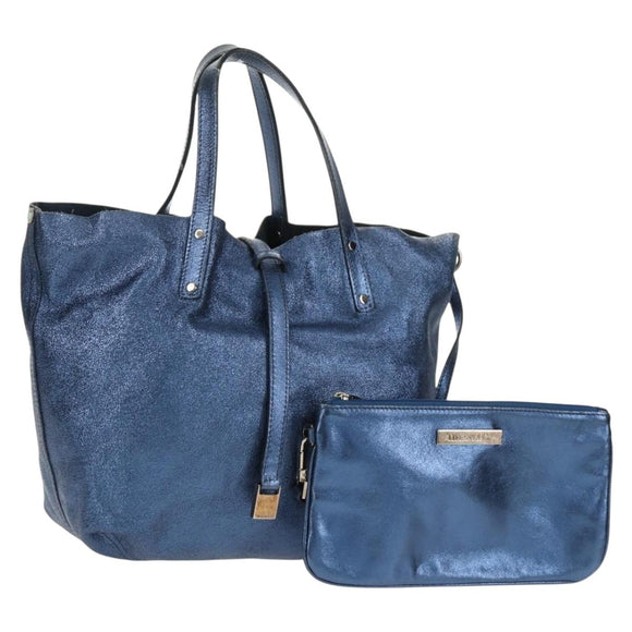 TIFFANY&Co. Hand Bag Leather Blue Silver Auth 159127