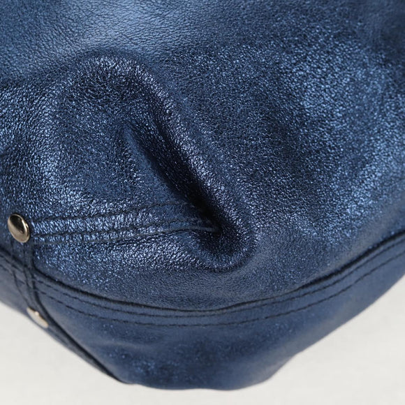 TIFFANY&Co. Hand Bag Leather Blue Silver Auth 159127