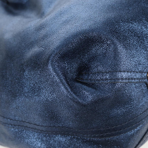 TIFFANY&Co. Hand Bag Leather Blue Silver Auth 159127