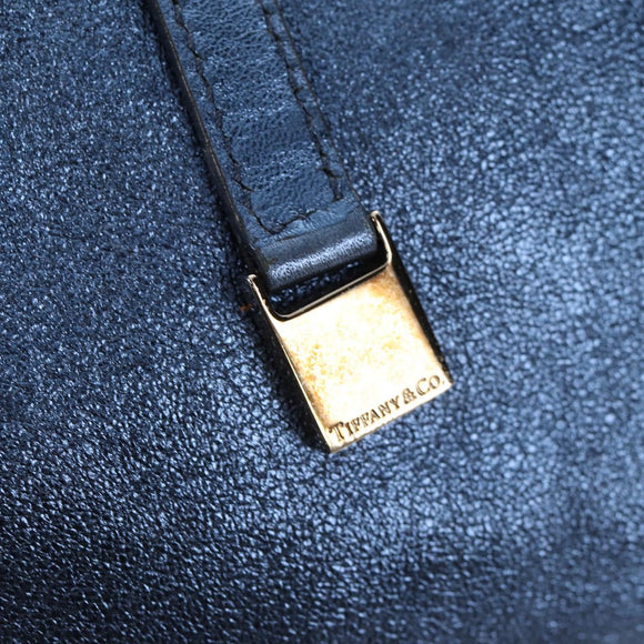 TIFFANY&Co. Hand Bag Leather Blue Silver Auth 159127