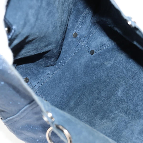 TIFFANY&Co. Hand Bag Leather Blue Silver Auth 159127