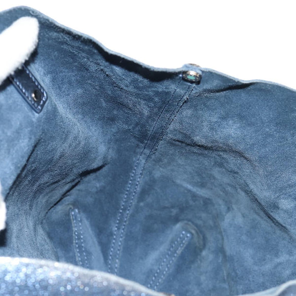 TIFFANY&Co. Hand Bag Leather Blue Silver Auth 159127