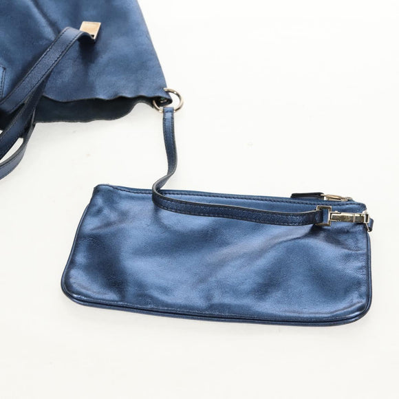 TIFFANY&Co. Hand Bag Leather Blue Silver Auth 159127