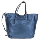 TIFFANY&Co. Hand Bag Leather Blue Silver Auth 159127-2