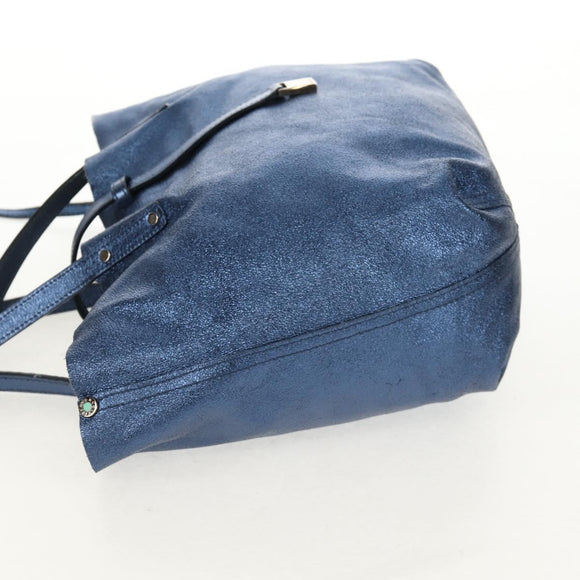 TIFFANY&Co. Hand Bag Leather Blue Silver Auth 159127