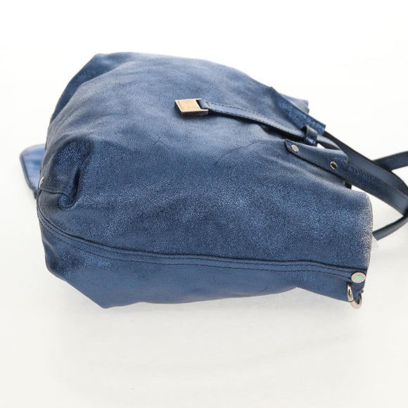 TIFFANY&Co. Hand Bag Leather Blue Silver Auth 159127